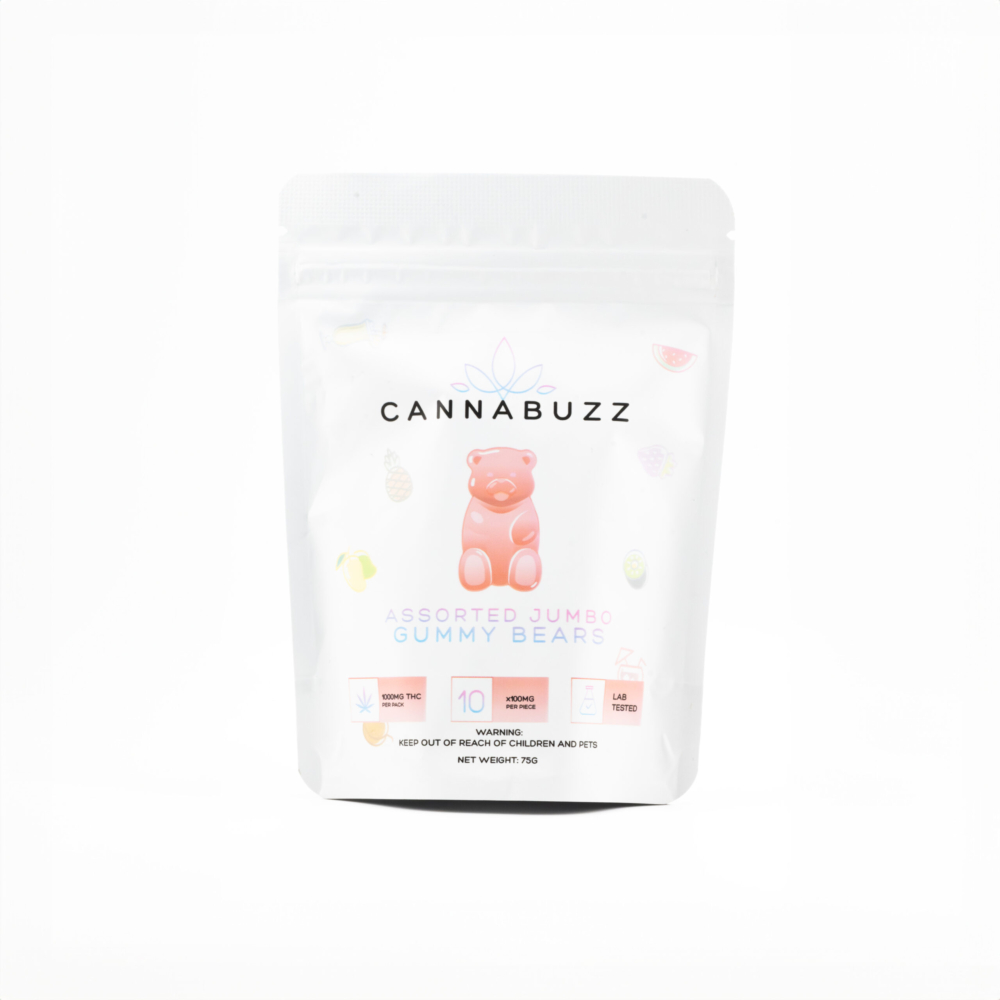 CannaBuzz - Jumbo Organic THC Gummy Bears - Assorted (10 x 100mg THC)