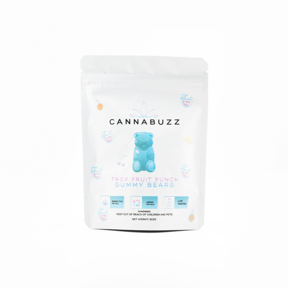 CannaBuzz - Organic THC Gummy Bears - Tropical Fruit Punch (12 x 25mg THC)