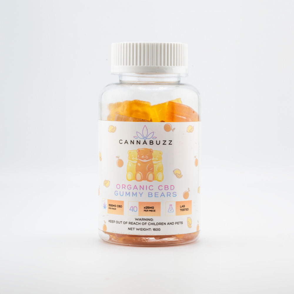 CannaBuzz - Organic CBD Gummy Bears - Citrus Bliss (40 x 25mg CBD)